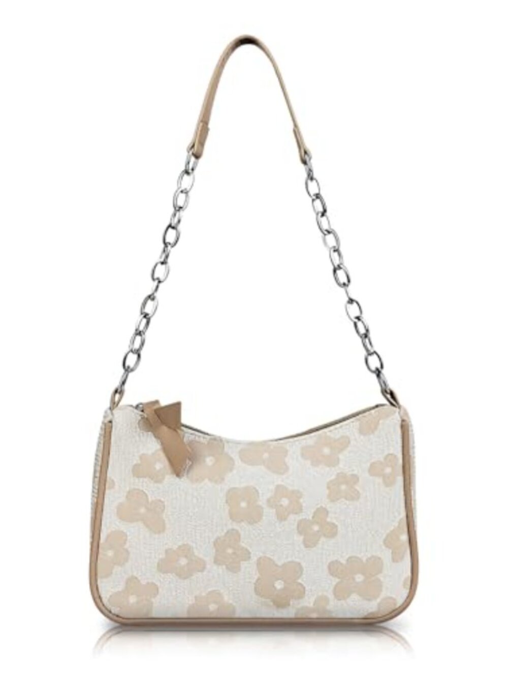 Womens Small Shoulder Bag Purse with Floral Embroidery Pattern Zipper